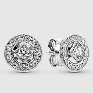 Vintage Pandora Earrings Vintage Circle Detachable Halos Sterling Silver